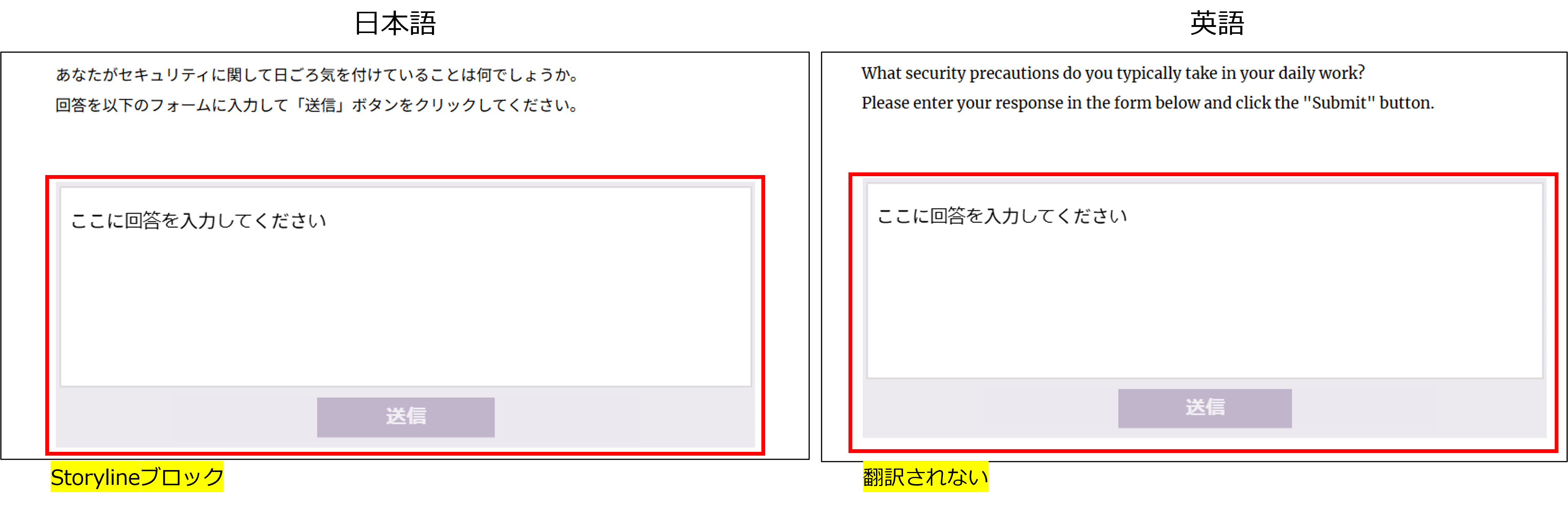 Storyline blocks are not subject to translation