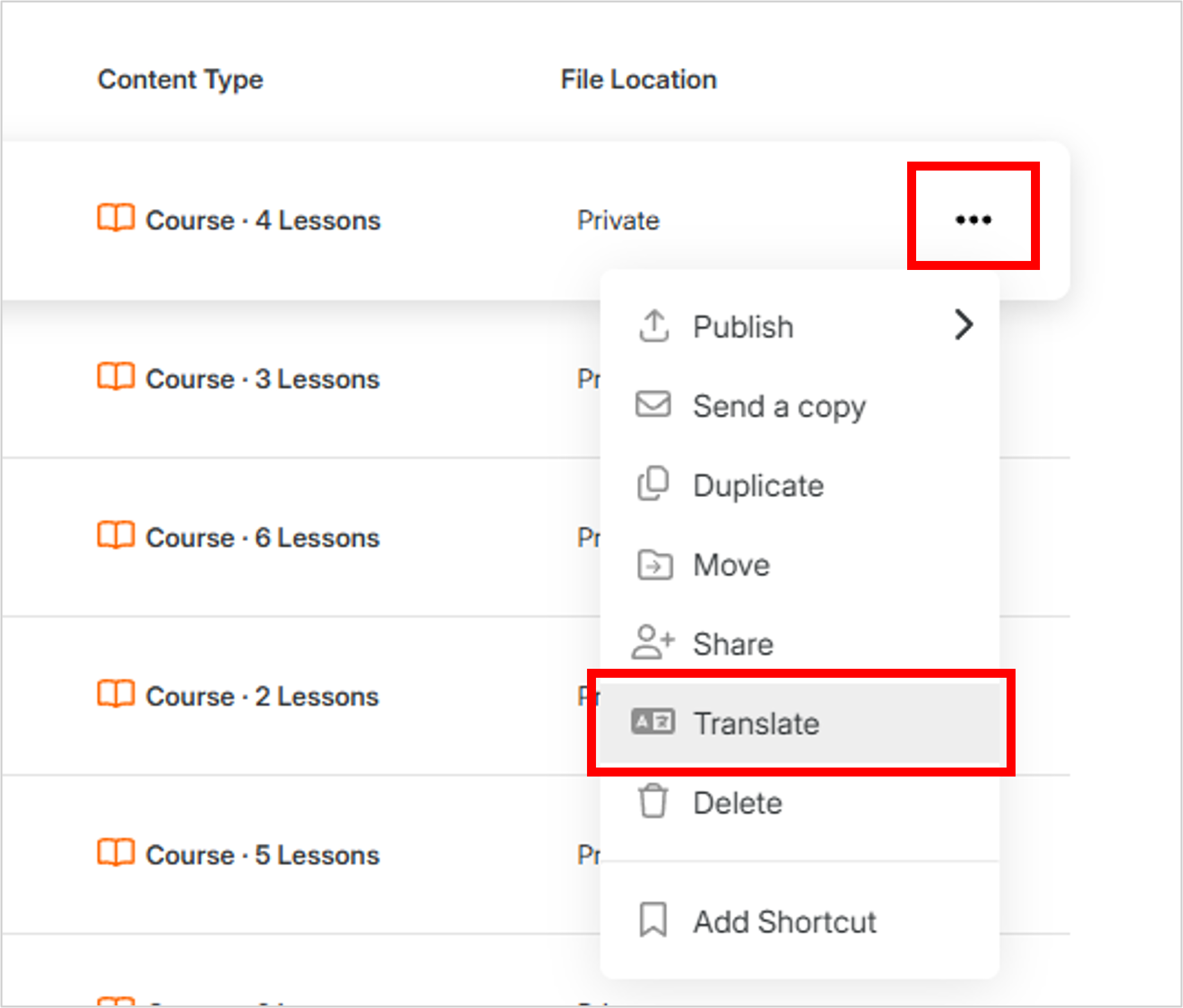 Open Translation Menu