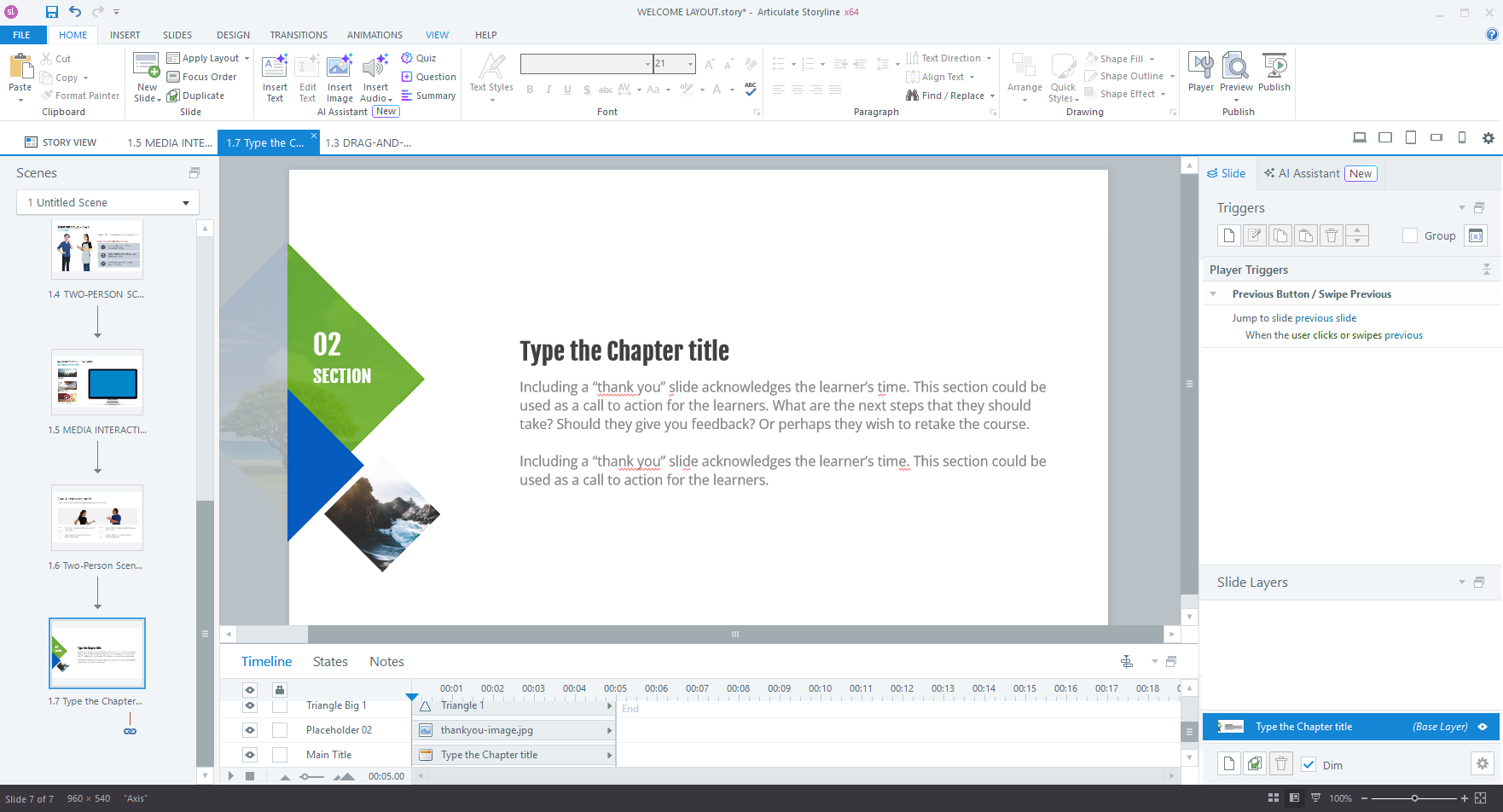 Image of the Storyline Editing Screen